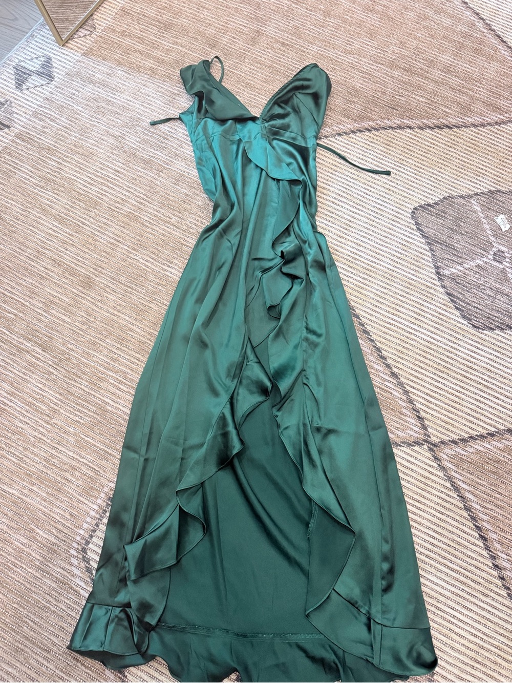 12th Tribe Emerald Ruffle Slip Dress